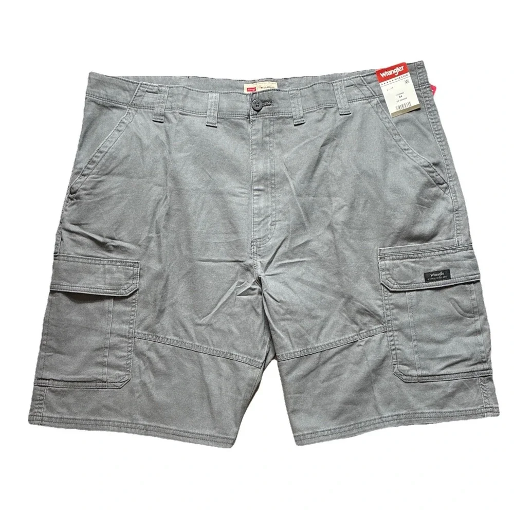 Wrangler Cargo Shorts Mens 48 Relaxed Fit Cotton Gray Outdoors Trail Casual NEW - Picture 13 of 16